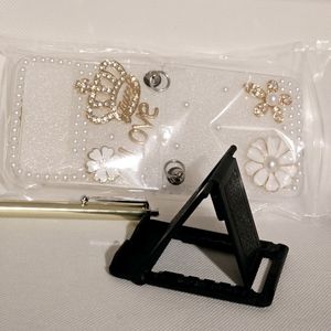 Samsung Galaxy Fancy Glam Clear Flip 4 Case with Charms